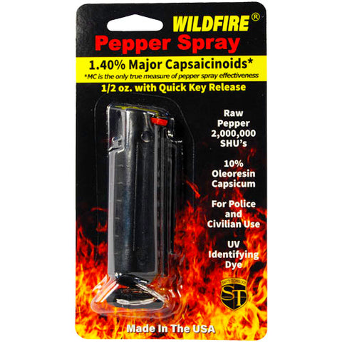 WildFire Pepper Spray 1.4% MC 1/2 oz hard case/quick release - Black