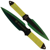 9" BioHazard Black/Green Stainless Steel Throwing Knives, 2 pc