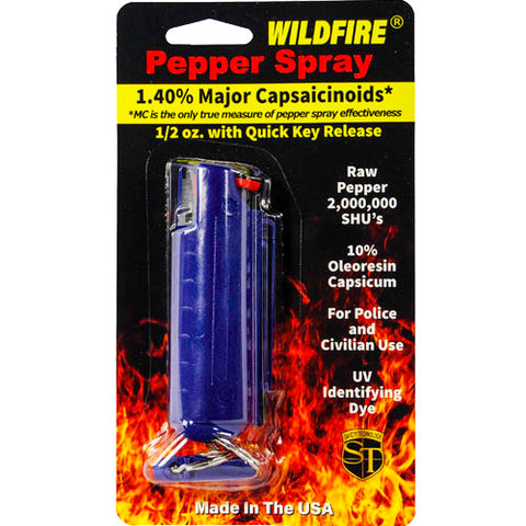 WildFire Pepper Spray 1.4% MC 1/2 oz hard case/quick release - Blue